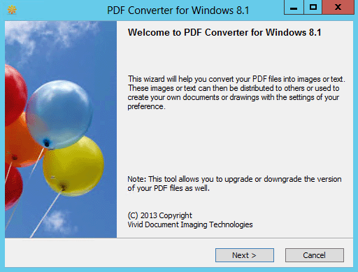 Click to view PDF Converter for Windows 8.1 screenshot