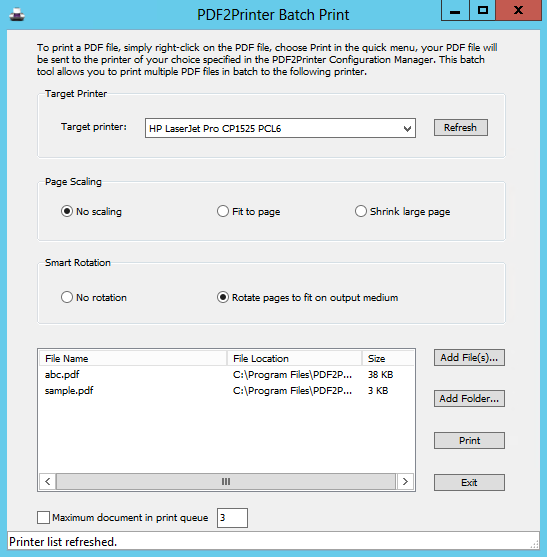 Windows 8 PDF printing batch tool